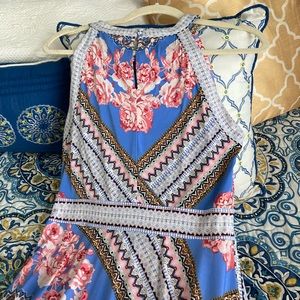 Inc International Concepts Maxi Dress Size L pink,white and blue multicolor.